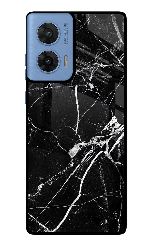 Black Marble Pattern Moto G96 5G Glass Case