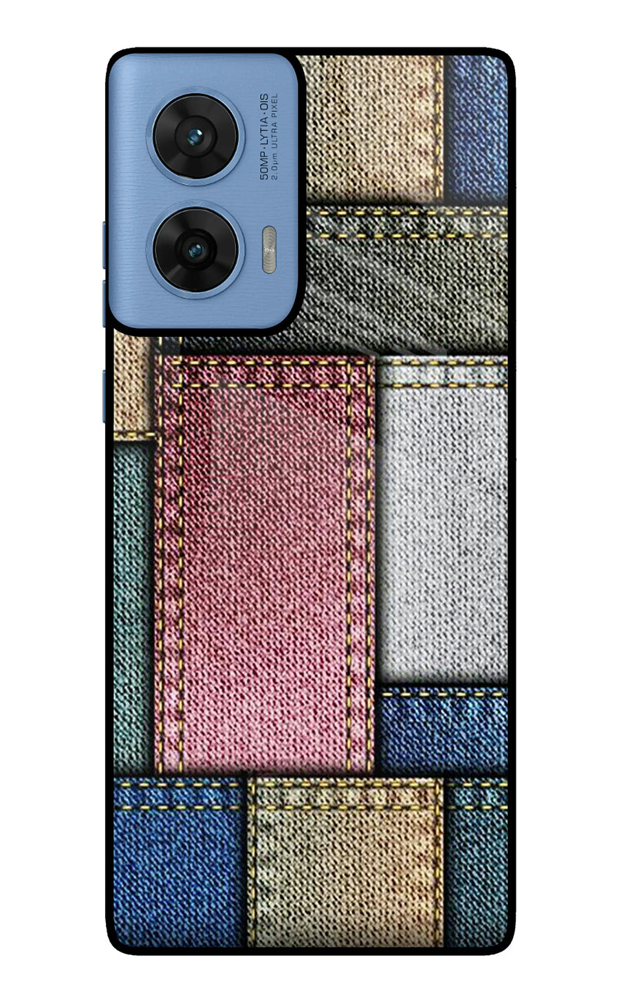 Multicolor Jeans Moto G96 5G Back Cover, Glass case