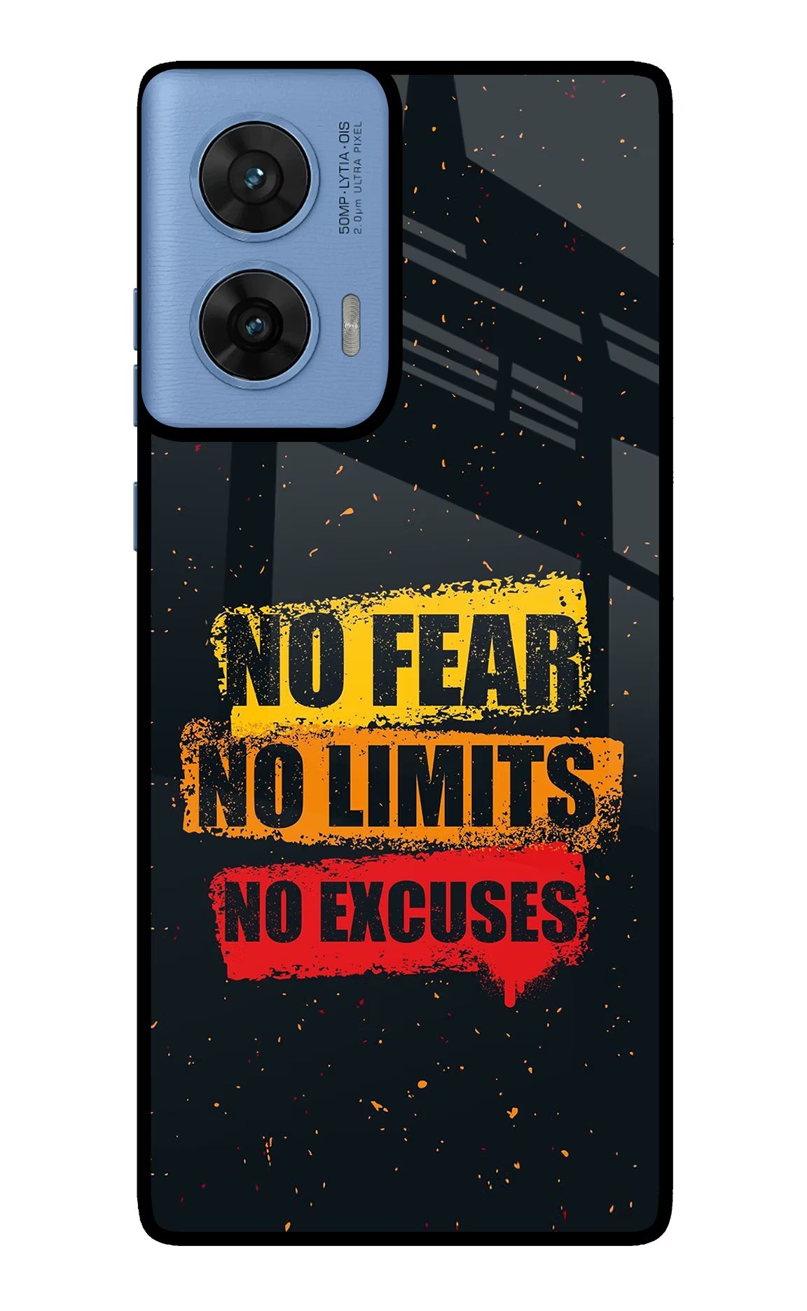 No Fear No Limits No Excuse Moto G96 5G Glass Case Back Cover by Casekaro