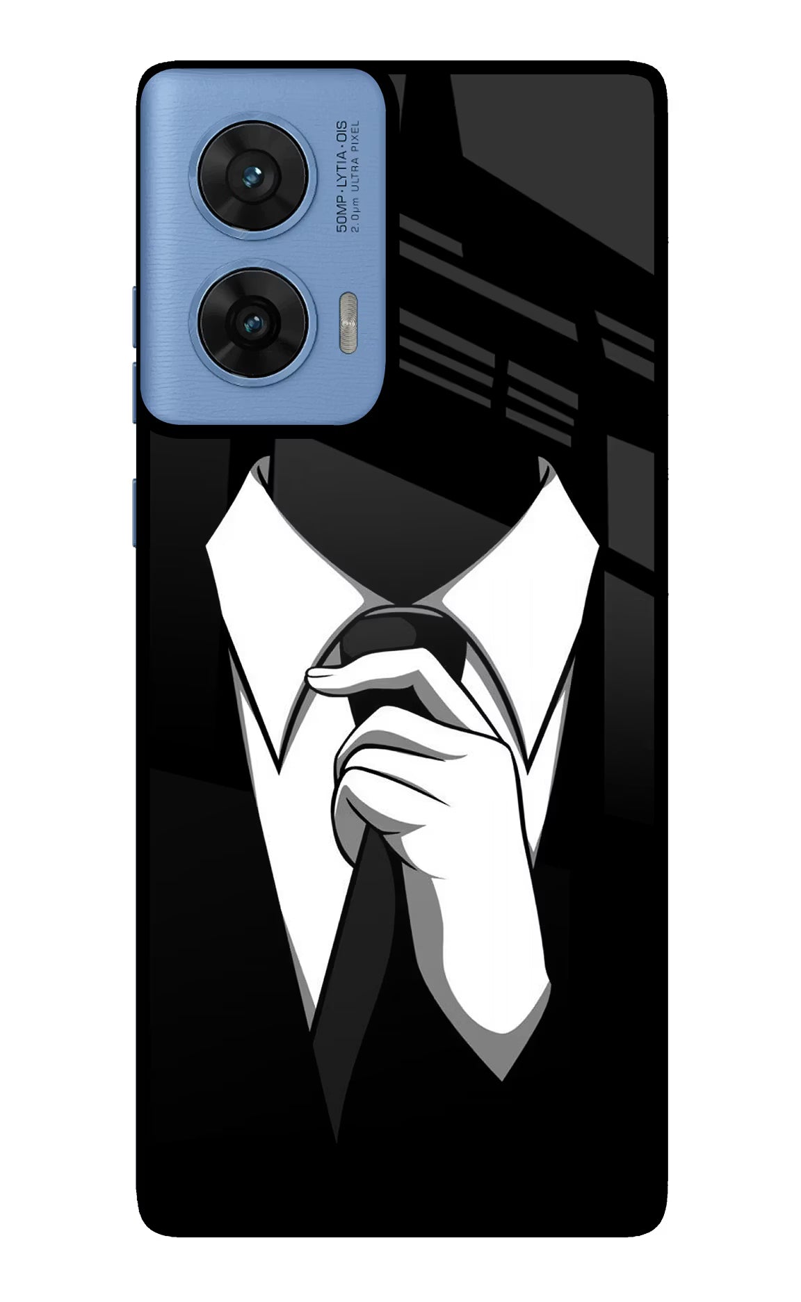 Black Tie Moto G96 5G Glass Case Back Cover by Casekaro