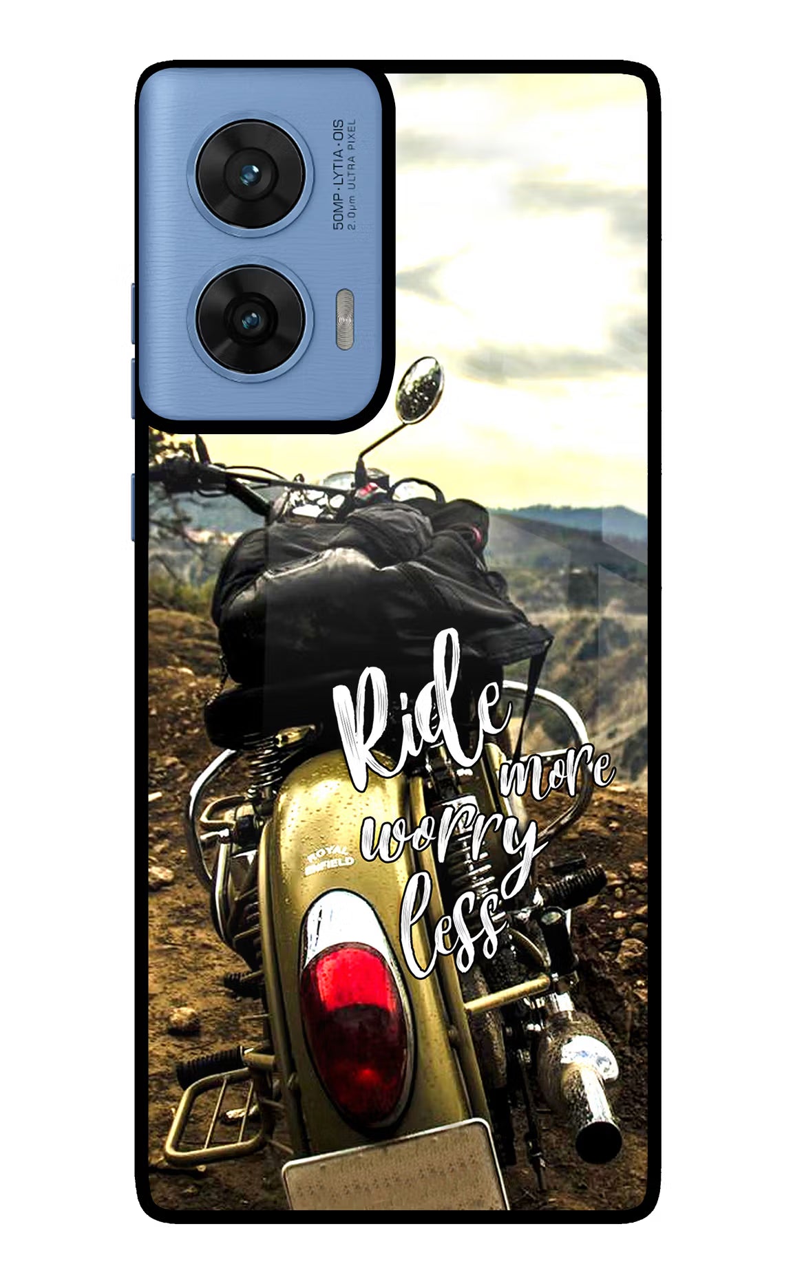 Ride More Worry Less Moto G96 5G Glass Case Back Cover by Casekaro