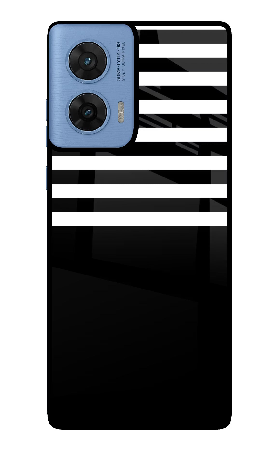 Black and White Print Moto G96 5G Glass Case Back Cover by Casekaro