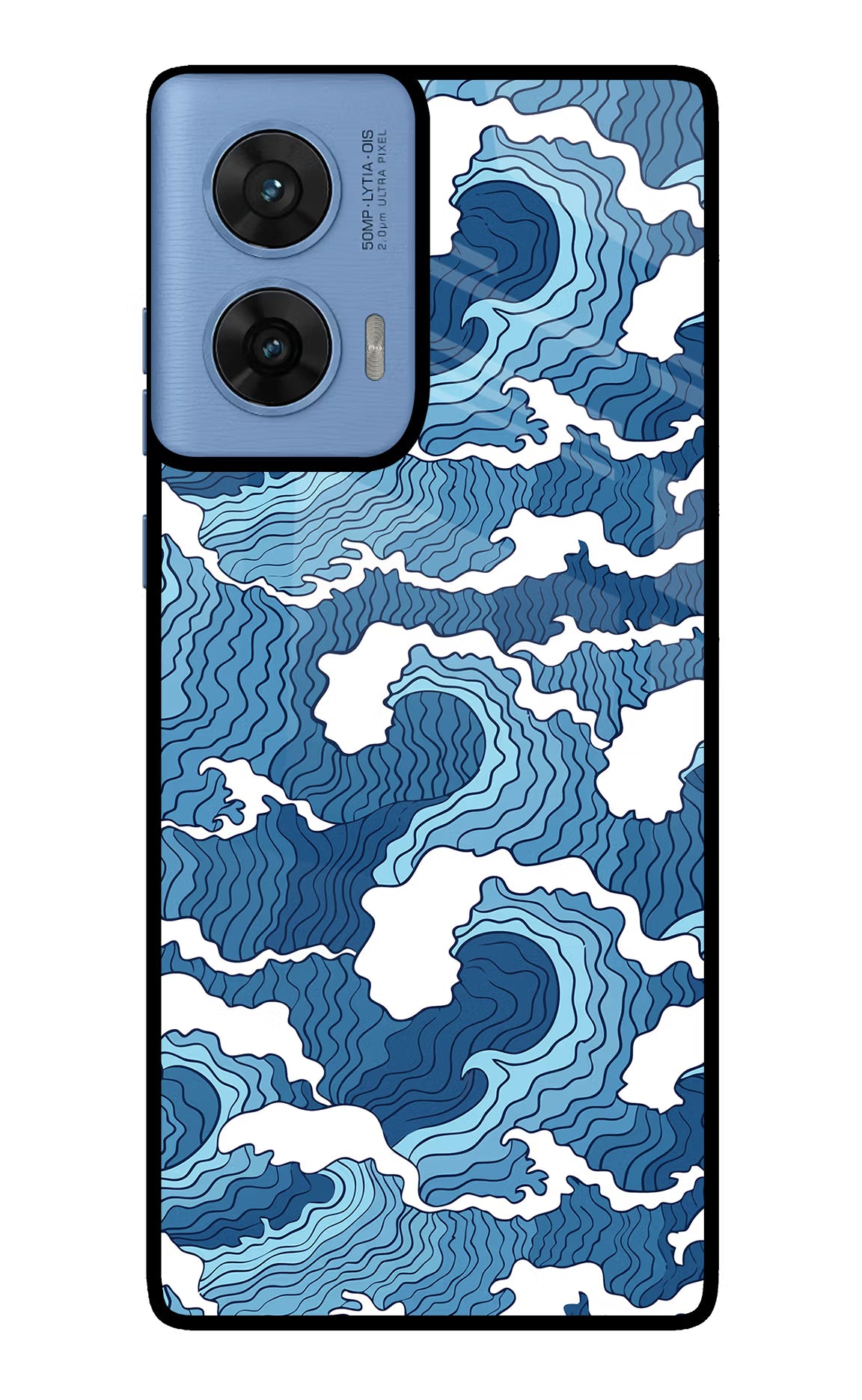 Blue Waves Moto G96 5G Glass Case Back Cover by Casekaro