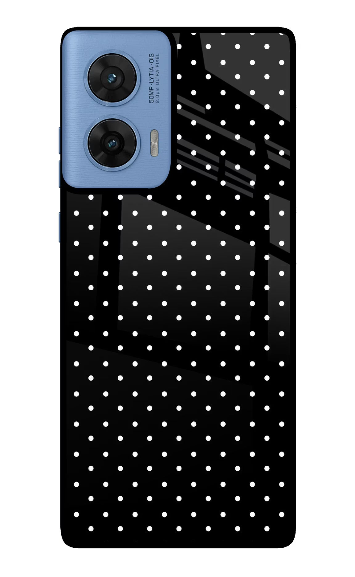 White Dots Moto G96 5G Glass Case Back Cover by Casekaro