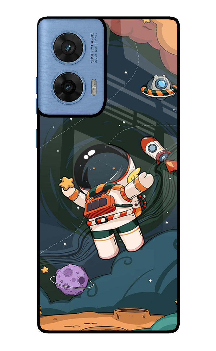 Cartoon Astronaut Moto G96 5G Back Cover, Glass case