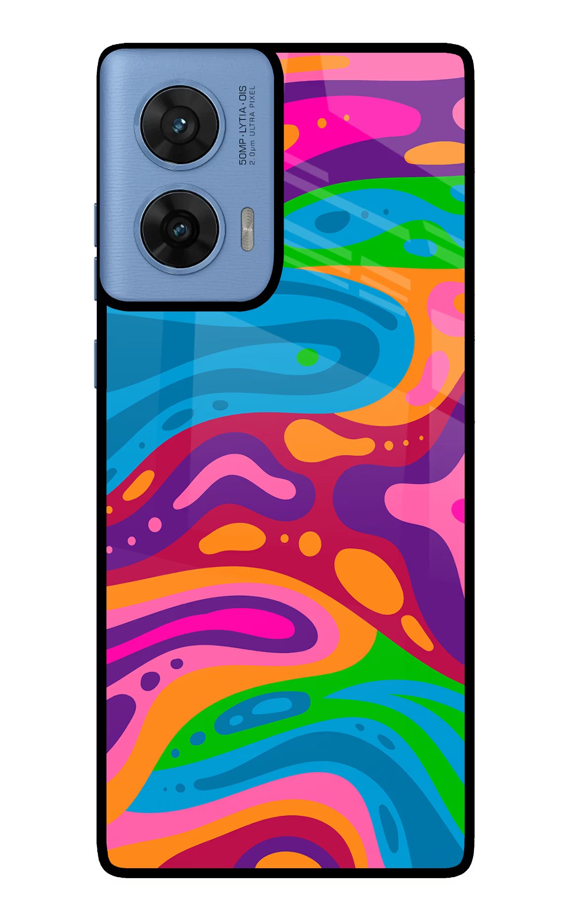 Trippy Pattern Moto G96 5G Glass Case Back Cover by Casekaro