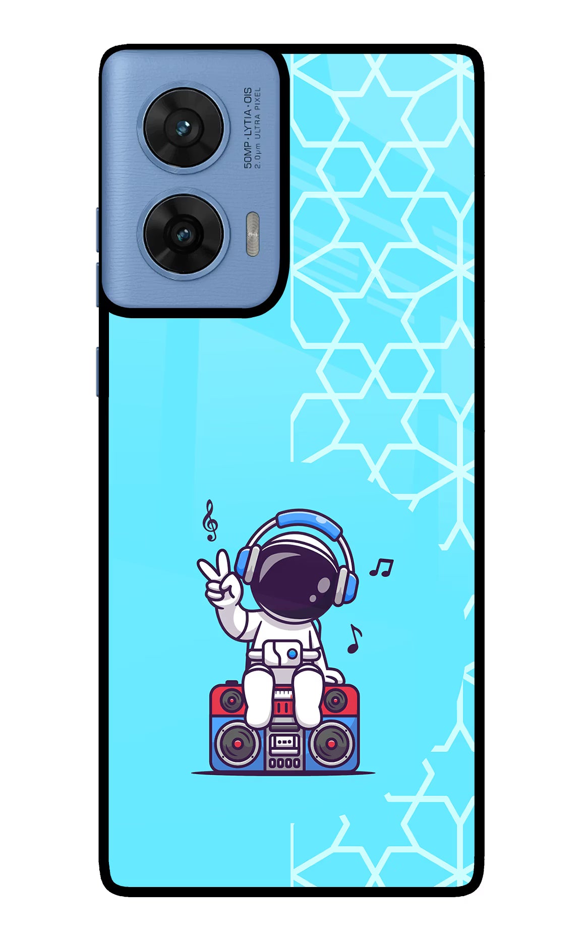 Cute Astronaut Chilling Moto G96 5G Glass Case Back Cover by Casekaro