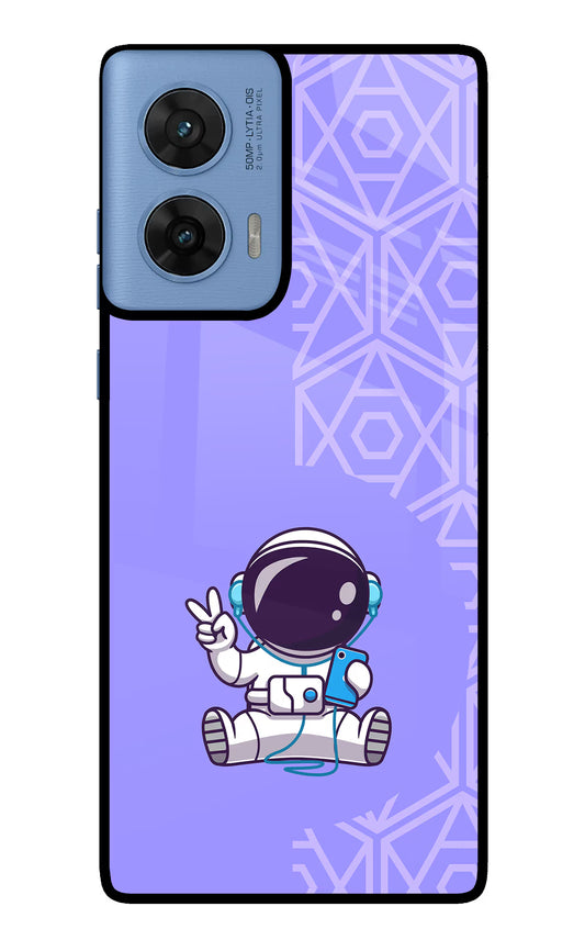 Cute Astronaut Chilling Moto G96 5G Glass Case