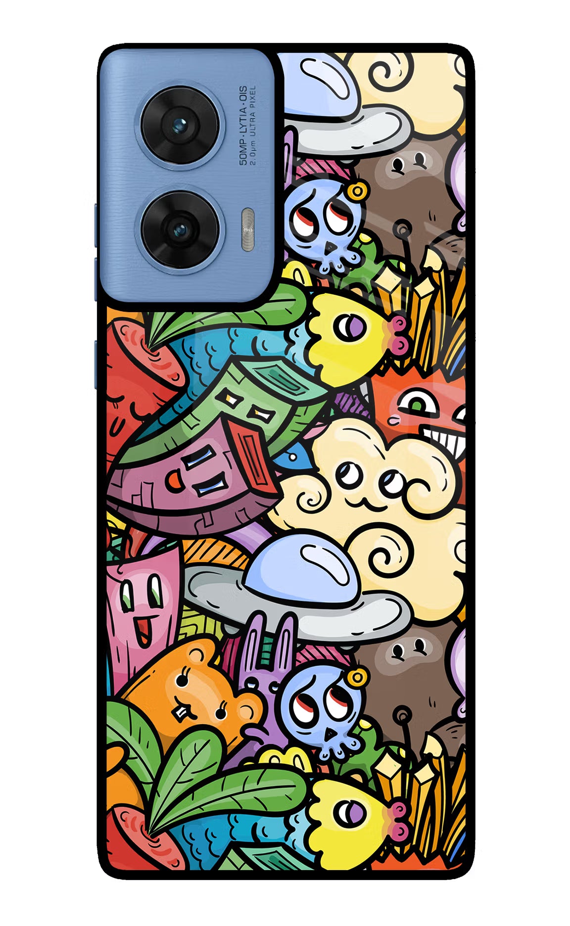 Veggie Doodle Moto G96 5G Glass Case Back Cover by Casekaro