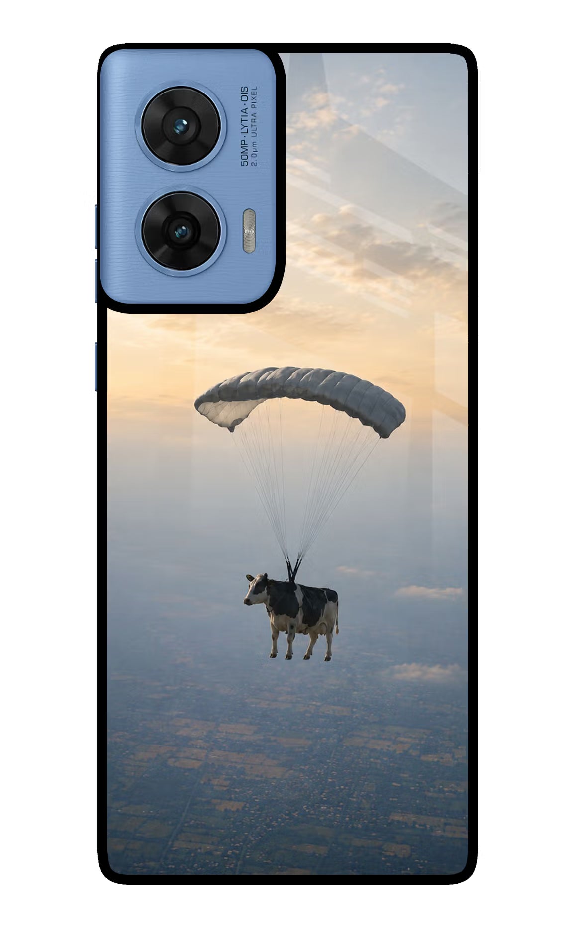 Skydiving Cow Moto G96 5G Glass Case