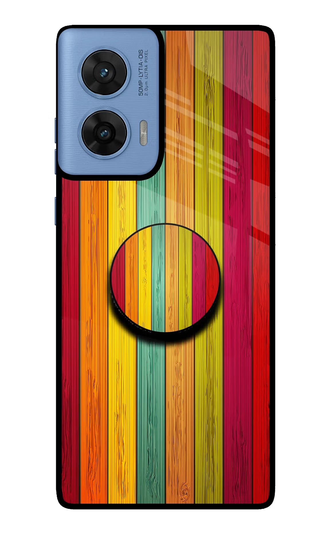 Multicolor Wooden Moto G96 5G Pop Case by Casekaro