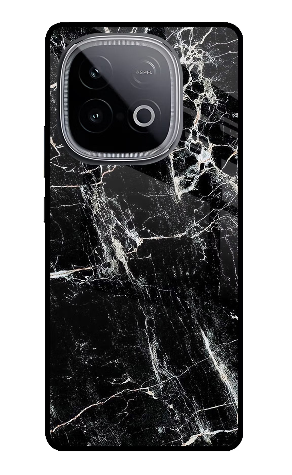Black Marble Texture iQOO Neo 10 Glass Case Back Cover by Casekaro