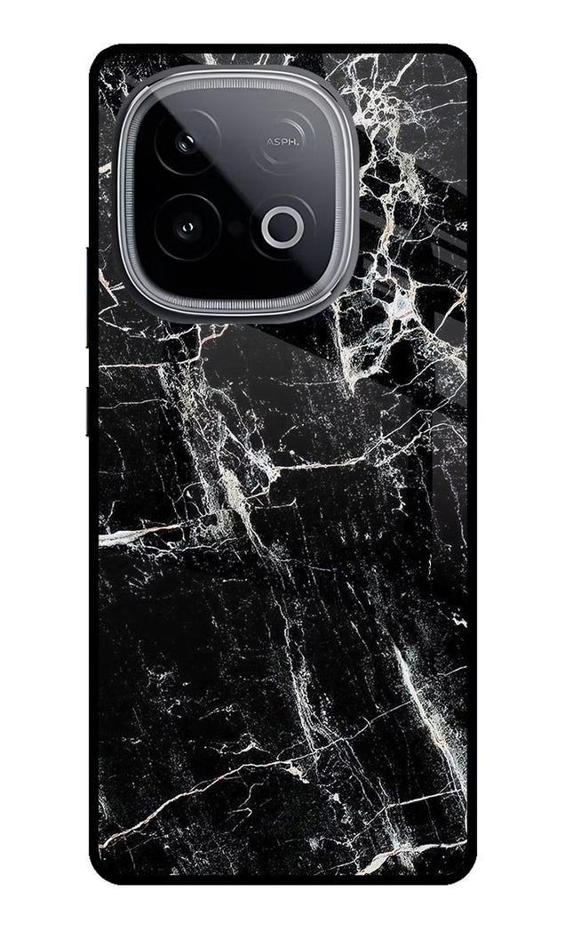 Black Marble Texture iQOO Neo 10 Glass Case Back Cover by Casekaro