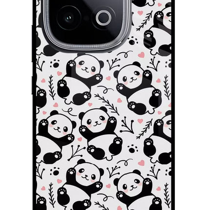 Cute Panda iQOO Neo 10 Glass Case Back Cover by Casekaro