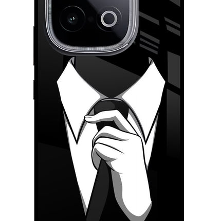 Black Tie iQOO Neo 10 Glass Case Back Cover by Casekaro