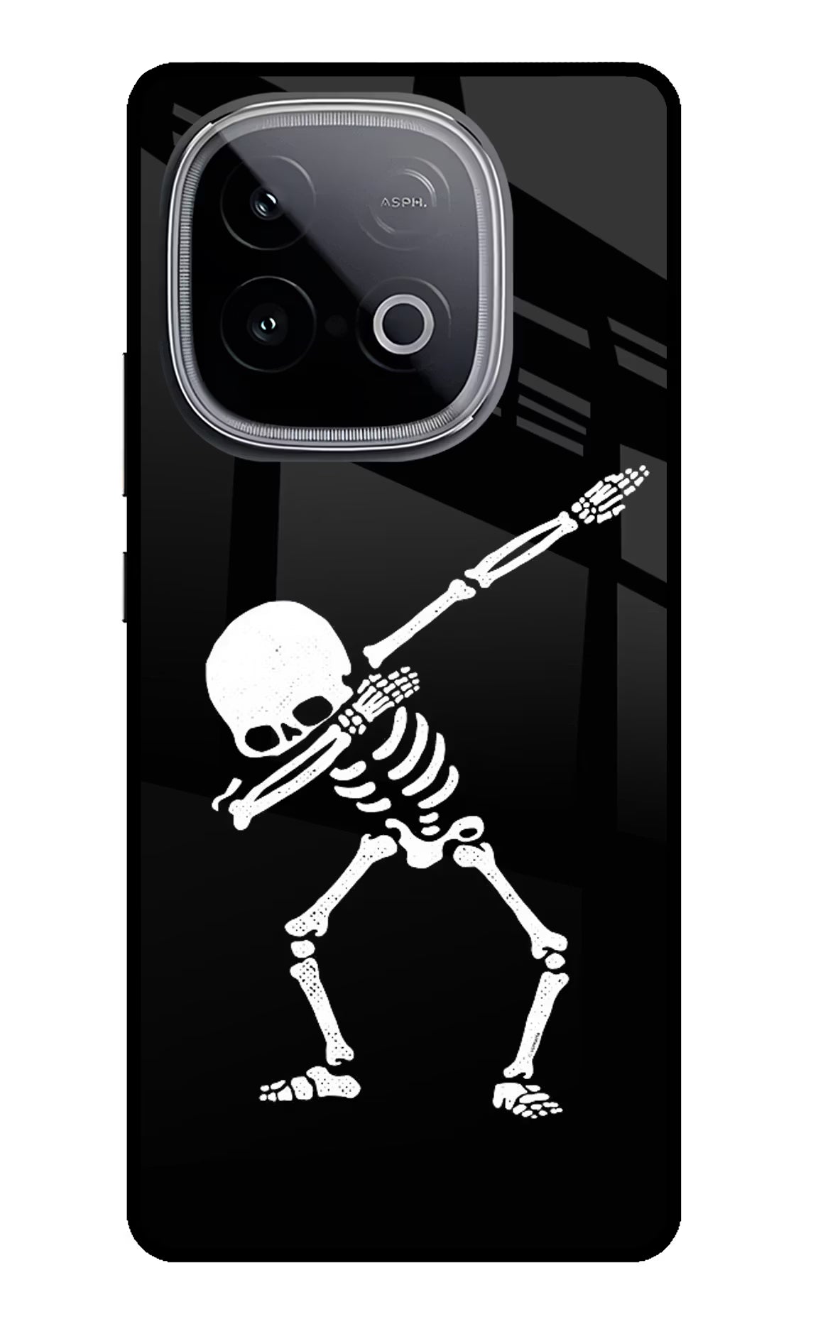 Dabbing Skeleton Art iQOO Neo 10 Glass Case Back Cover by Casekaro