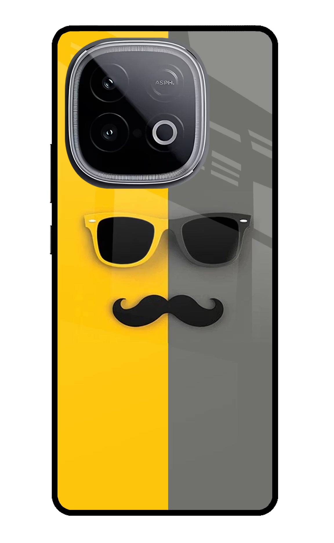 Sunglasses with Mustache iQOO Neo 10 Glass Case Back Cover by Casekaro