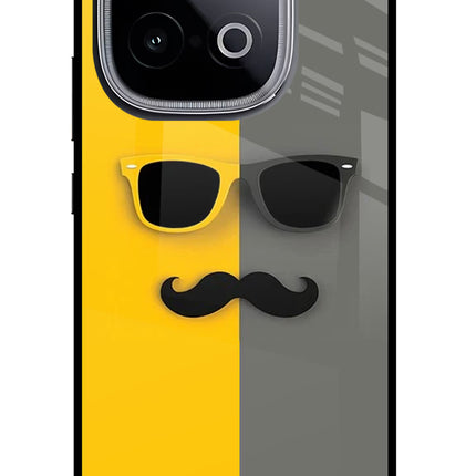 Sunglasses with Mustache iQOO Neo 10 Glass Case Back Cover by Casekaro