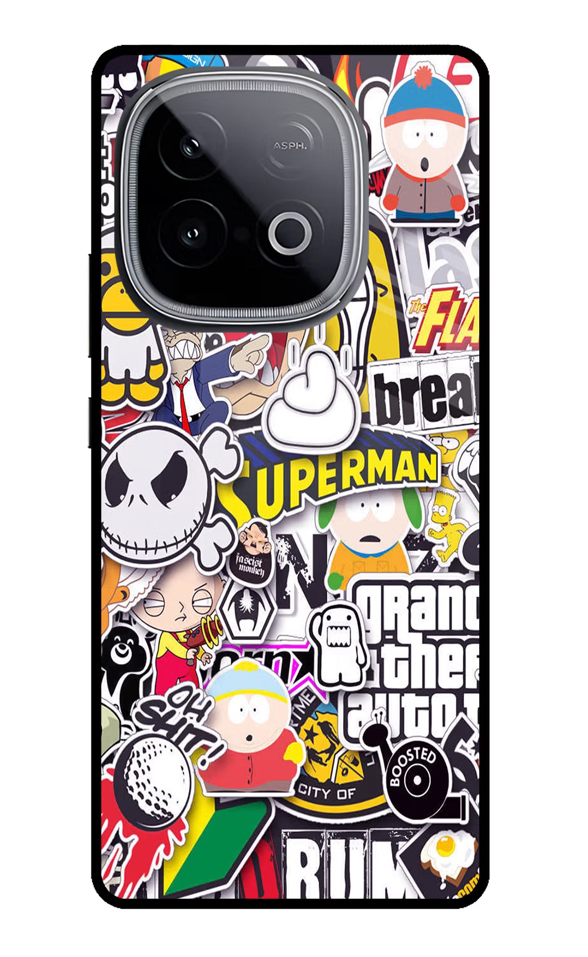 Sticker Bomb iQOO Neo 10 Glass Case Back Cover by Casekaro
