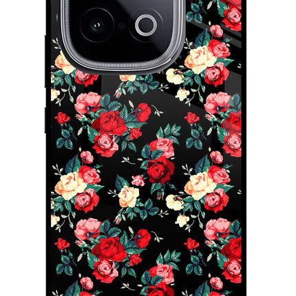 Rose Pattern iQOO Neo 10 Glass Case Back Cover by Casekaro