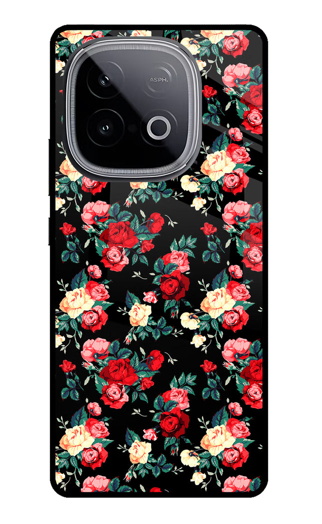 Rose Pattern iQOO Neo 10 Glass Case Back Cover by Casekaro