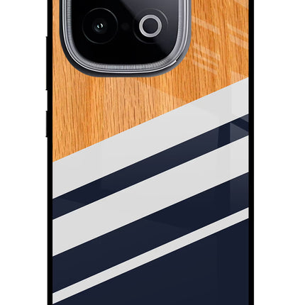 Blue and white wooden iQOO Neo 10 Glass Case