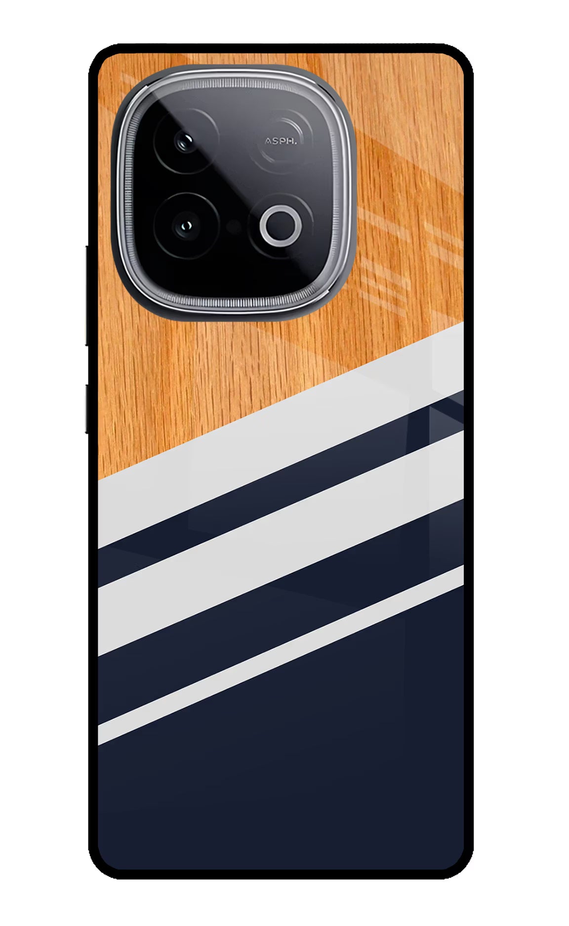 Blue and white wooden iQOO Neo 10 Glass Case Back Cover by Casekaro