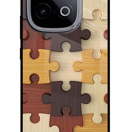 Wooden Puzzle iQOO Neo 10 Glass Case Back Cover by Casekaro
