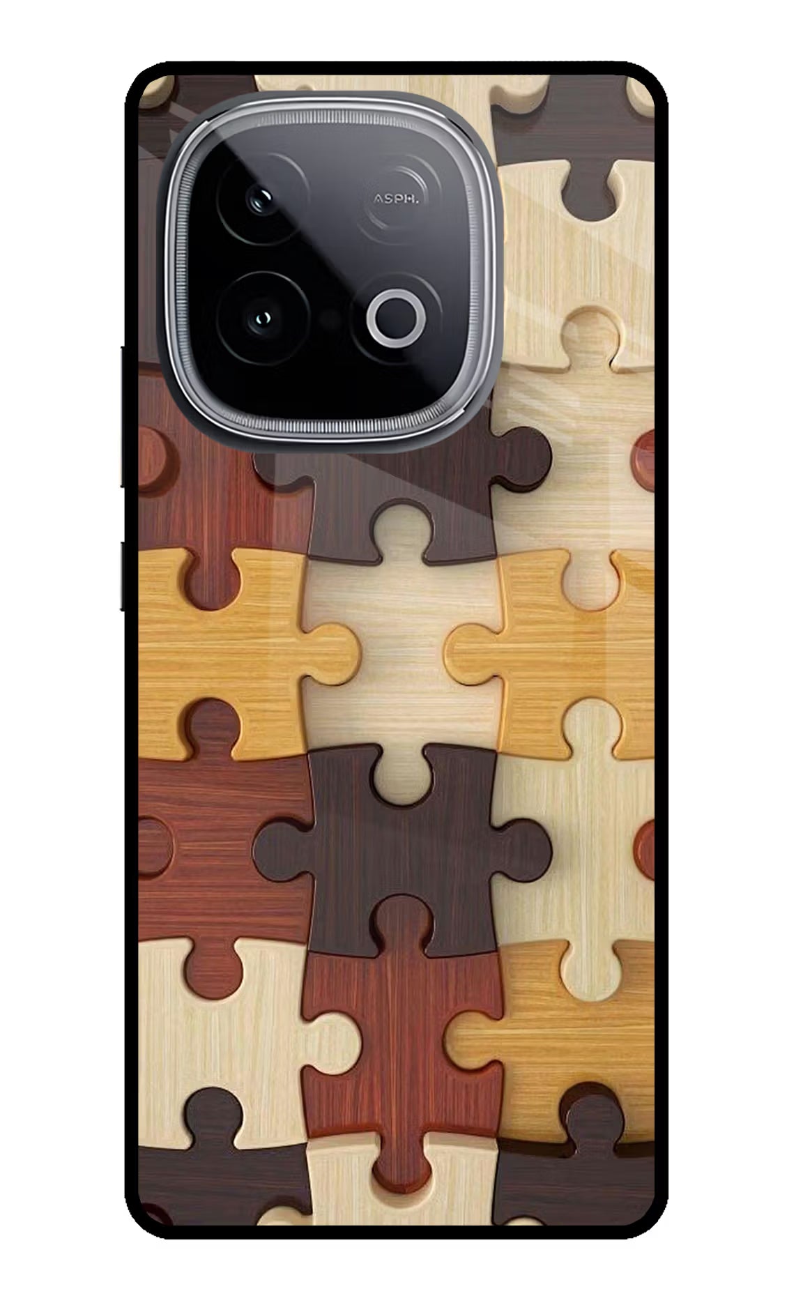 Wooden Puzzle iQOO Neo 10 Glass Case Back Cover by Casekaro