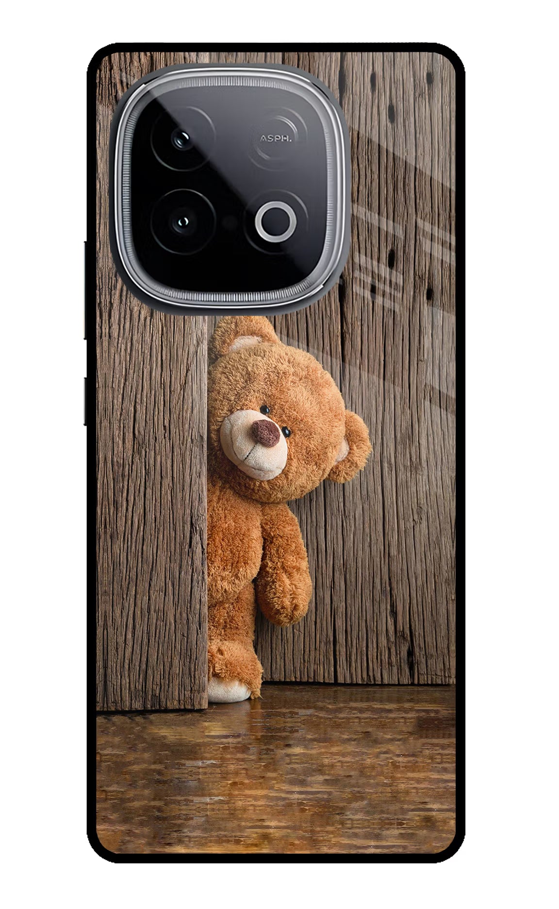 Teddy Wooden iQOO Neo 10 Glass Case Back Cover by Casekaro