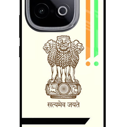 Satyamev Jayate Brown Logo iQOO Neo 10 Glass Case Back Cover by Casekaro