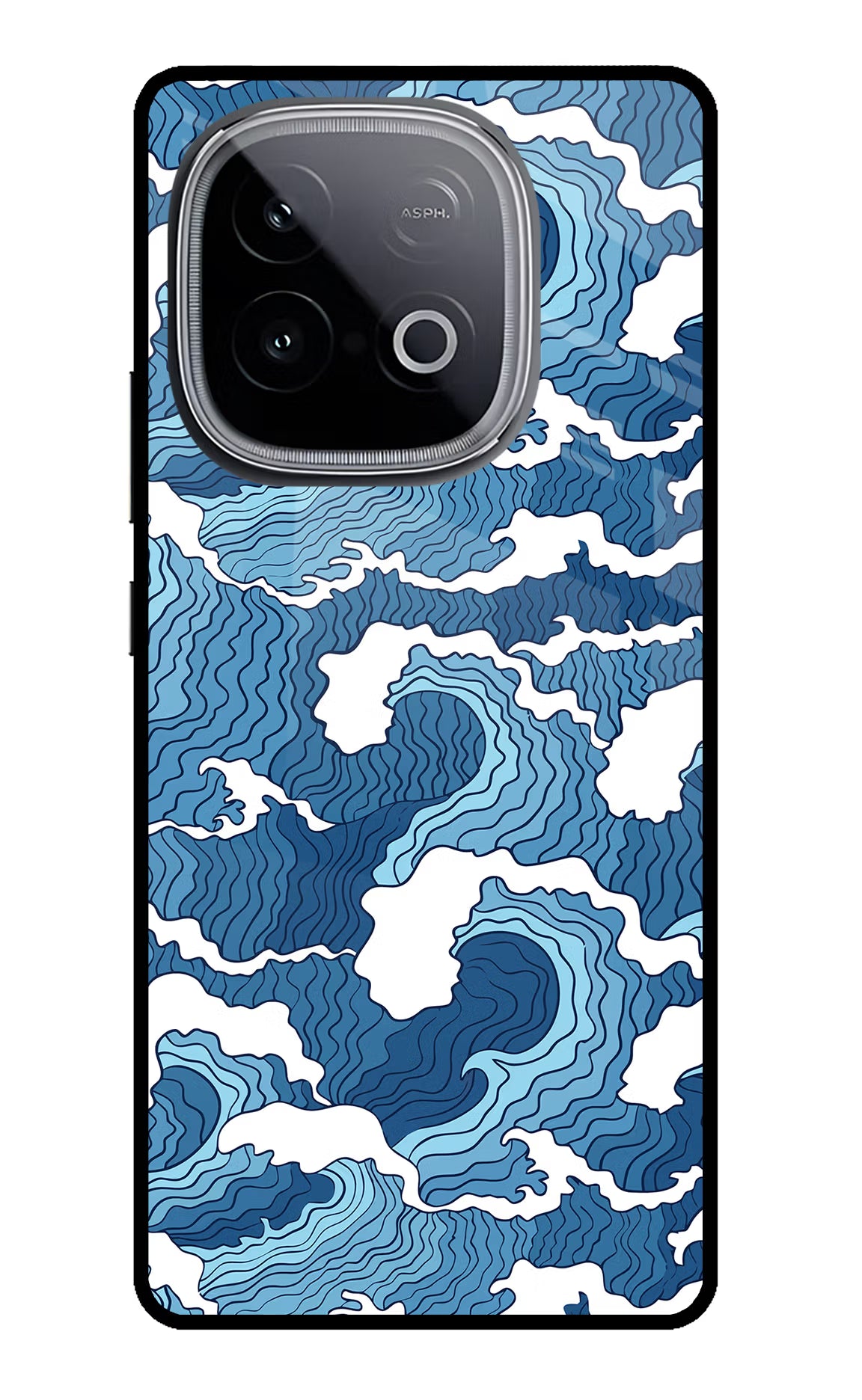 Blue Waves iQOO Neo 10 Glass Case Back Cover by Casekaro
