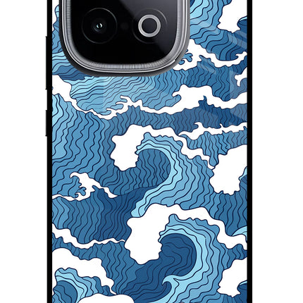 Blue Waves iQOO Neo 10 Glass Case Back Cover by Casekaro