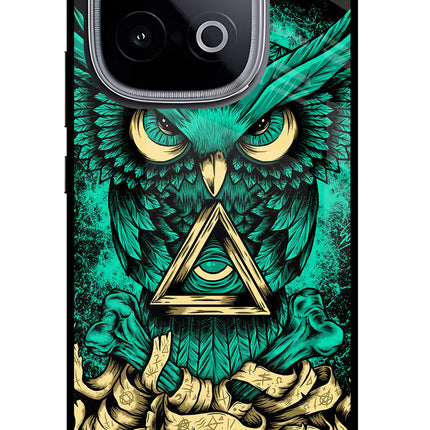 Green Owl iQOO Neo 10 Glass Case Back Cover by Casekaro