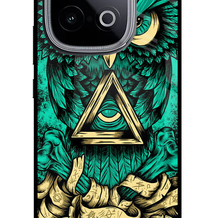 Green Owl iQOO Neo 10 Glass Case Back Cover by Casekaro