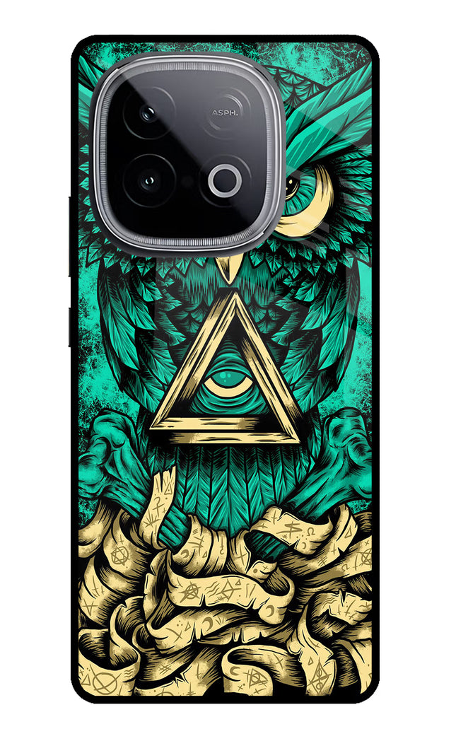 Green Owl iQOO Neo 10 Glass Case Back Cover by Casekaro