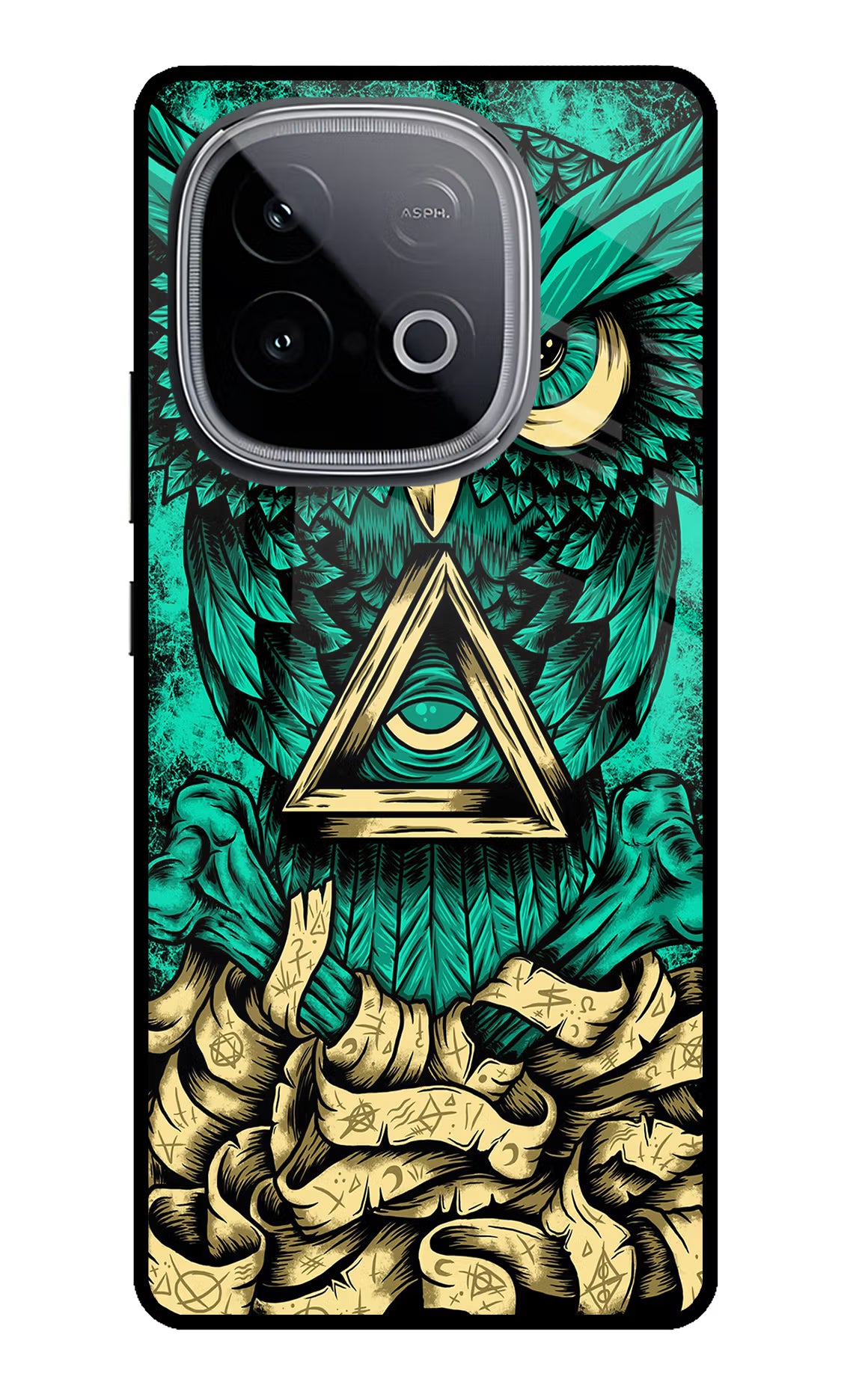 Green Owl iQOO Neo 10 Glass Case Back Cover by Casekaro