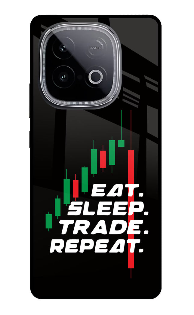 Eat Sleep Trade Repeat iQOO Neo 10 Glass Case Back Cover by Casekaro