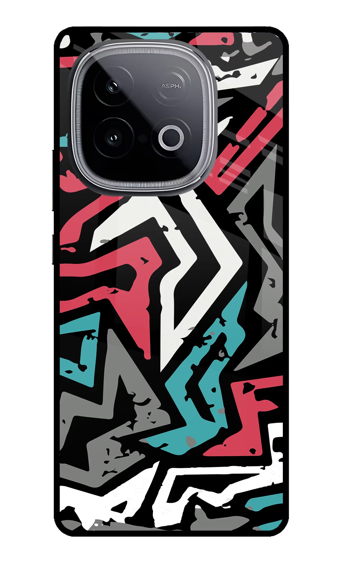 Geometric Graffiti iQOO Neo 10 Glass Case Back Cover by Casekaro