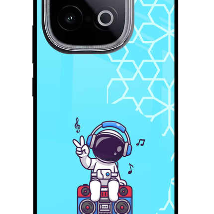 Cute Astronaut Chilling iQOO Neo 10 Glass Case Back Cover by Casekaro