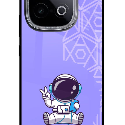 Cute Astronaut Chilling iQOO Neo 10 Glass Case Back Cover by Casekaro