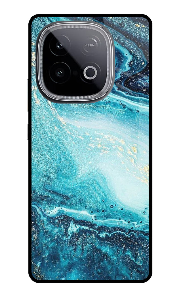 Blue Glitter Marble iQOO Neo 10 Glass Case Back Cover by Casekaro