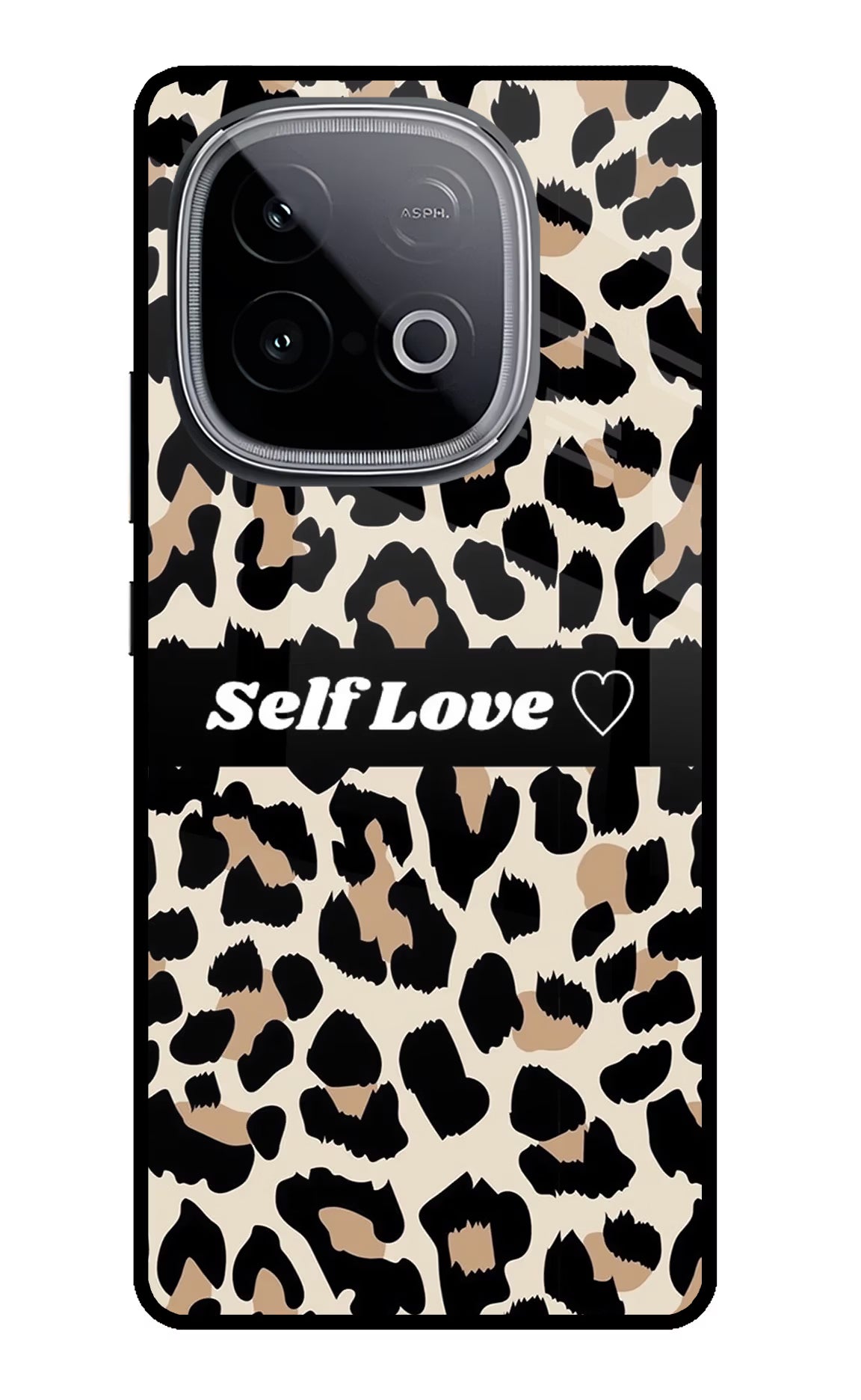 Leopard Print Self Love iQOO Neo 10 Glass Case Back Cover by Casekaro