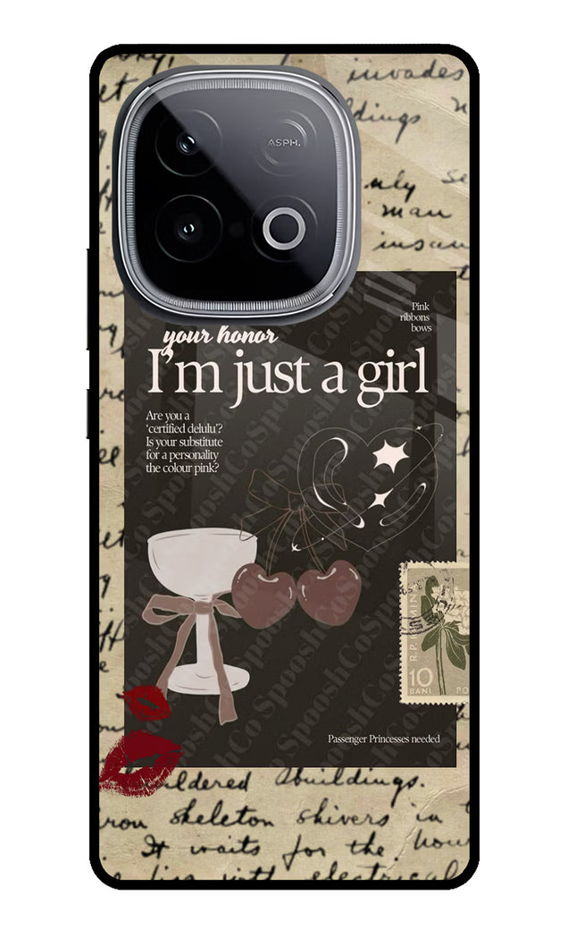 I am just a girl iQOO Neo 10 Glass Case Back Cover by Casekaro