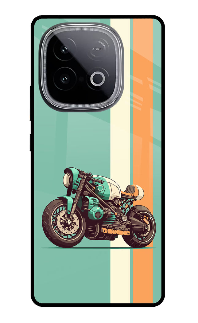 Striped Moto Drift iQOO Neo 10 Glass Case Back Cover by Casekaro