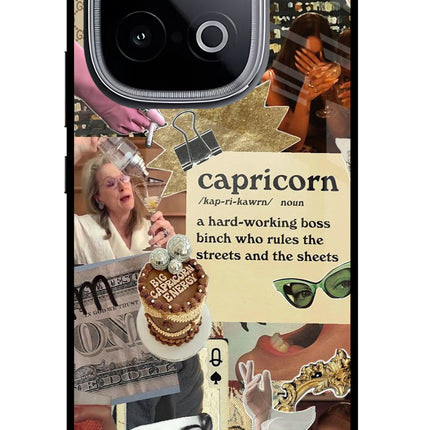 Capricorn Zodiac iQOO Neo 10 Glass Case Back Cover by Casekaro