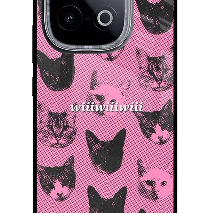 Pink Cats iQOO Neo 10 Glass Case Back Cover by Casekaro