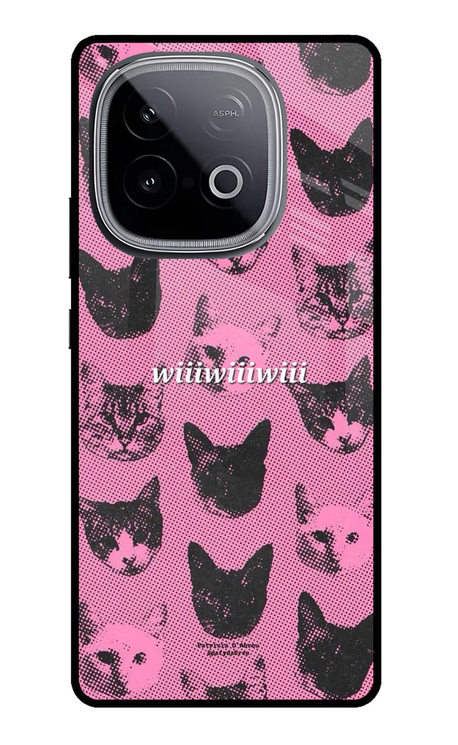 Pink Cats iQOO Neo 10 Glass Case Back Cover by Casekaro