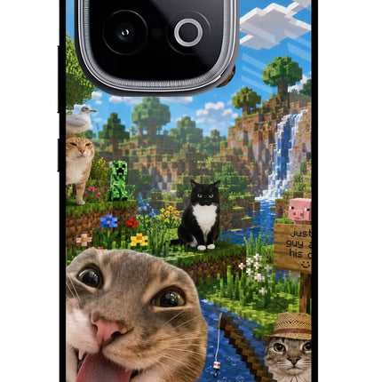 Minecraft Cat Chaos iQOO Neo 10 Glass Case Back Cover by Casekaro