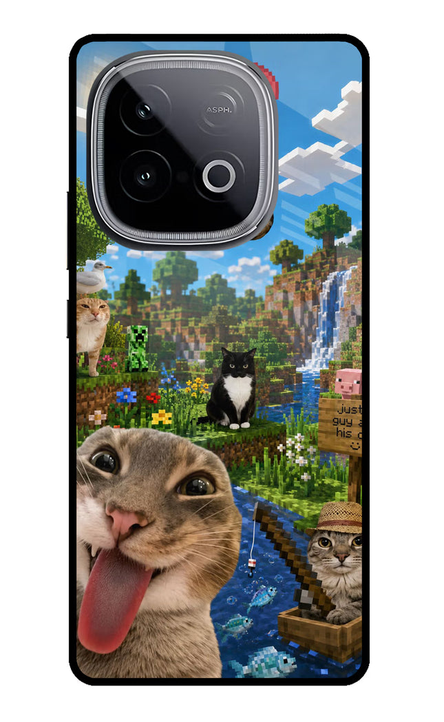 Minecraft Cat Chaos iQOO Neo 10 Glass Case Back Cover by Casekaro